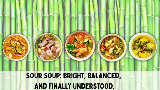 Tom Yum Canh Chua and Sinigang sour Asian soups in bowls